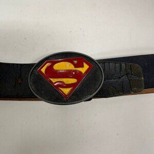 VINTAGE 1970`S KIDS DC COMICS SUPERMAN BELT AND BELT BUCKLE METAL (used)